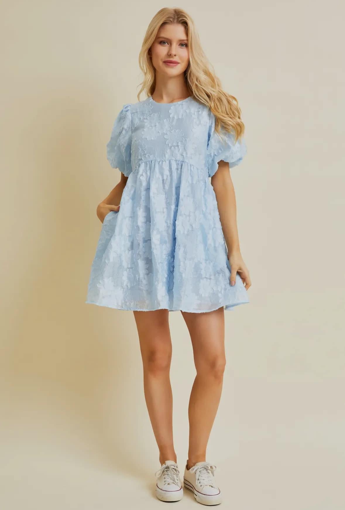 Textured Babydoll Mini Dress