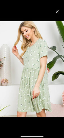 M&M Sage Floral Dress